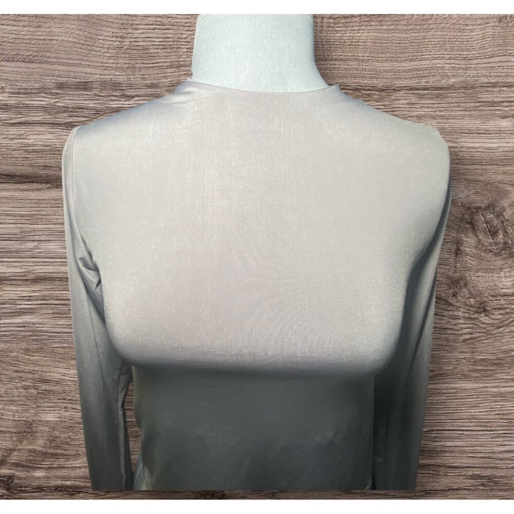 Stradivarius Womens Long Sleeve Open Back‎ Top Light Gray Size L Holiday Party